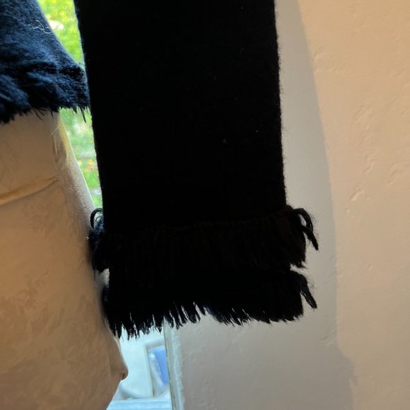 Cullen Light Wool Fringed Black Jacket - Picture 4 of 7